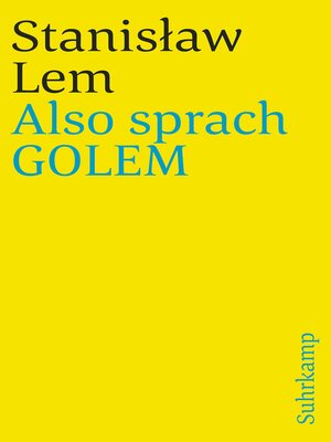 cover image of Also sprach GOLEM